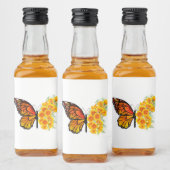 Bloem vlinder met gele Californische pap Likeurfles Etiket (Flessen)