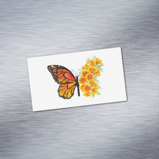 Bloem vlinder met gele Californische pap Magnetisch Visitekaartje (Voorbeeld)