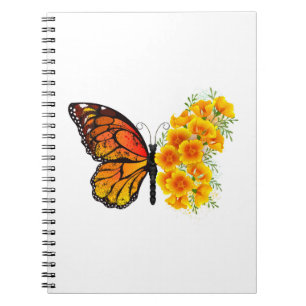 Bloem vlinder met gele Californische pap Notitieboek