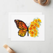 Bloem vlinder met gele Californische pap Notitiekaartje (Voorkant / Achterkant in situ)