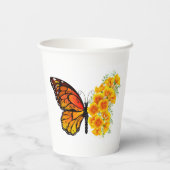 Bloem vlinder met gele Californische pap Papieren Bekers (Achterkant)