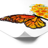 Bloem vlinder met gele Californische pap Poster (Hoek)