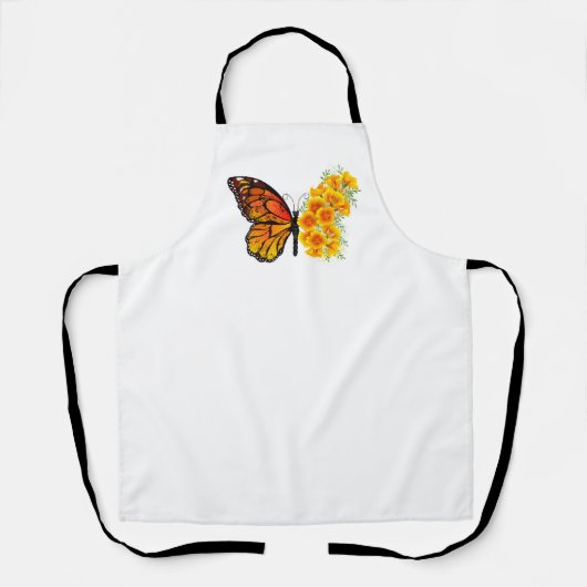 Bloem vlinder met gele Californische pap Schort (Voorkant)