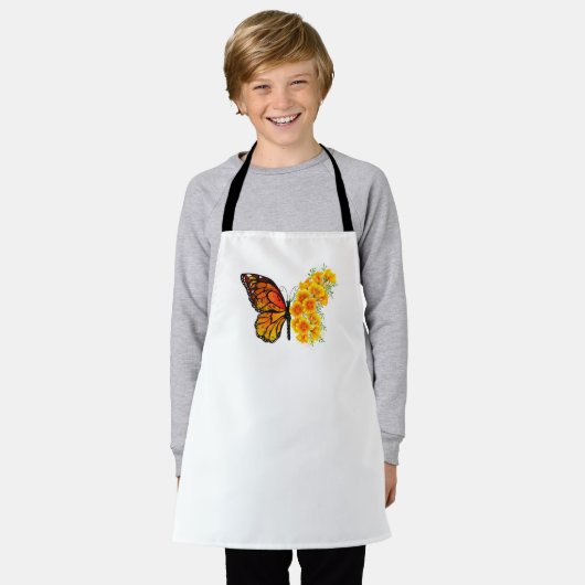 Bloem vlinder met gele Californische pap Schort (Gedragen)