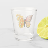 Bloem vlinder met gele Californische pap Shot Glas (Achterkant)