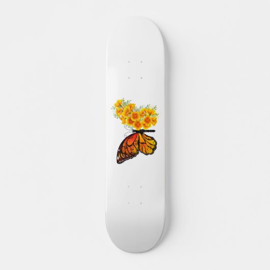 Bloem vlinder met gele Californische pap Skateboard (Voorkant)