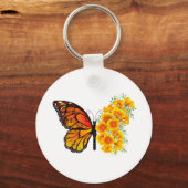 Bloem vlinder met gele Californische pap Sleutelhanger (Voorkant)