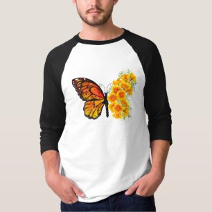 Bloem vlinder met gele Californische pap T-shirt