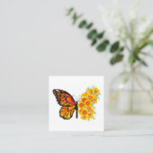 Bloem vlinder met gele Californische pap Vierkante Visitekaartje (Staand voorkant)