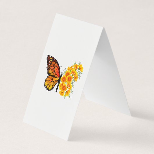 Bloem vlinder met gele Californische pap Visitekaartjes (Voorkant)