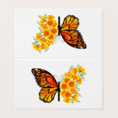 Bloem vlinder met gele Californische pap Visitekaartjes (Buitenkant ongevouwen)