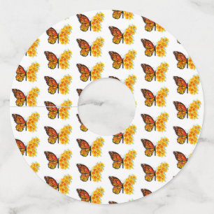 Bloem vlinder met gele Californische pap Wijnglaslabel