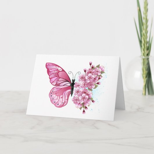 Bloem Vlinder met Roze Sakura (Voorkant)