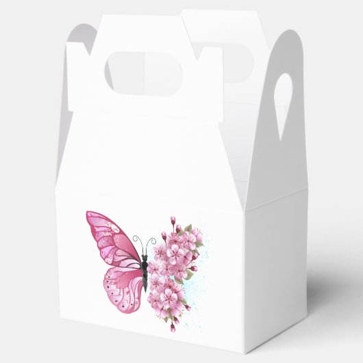 Bloem Vlinder met Roze Sakura Bedankdoosjes (Geopend)