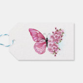 Bloem Vlinder met Roze Sakura Cadeaulabel (Achterkant Horizontaal)