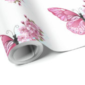 Bloem Vlinder met Roze Sakura Cadeaupapier (Rol Hoek)