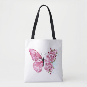 Bloem Vlinder met Roze Sakura Draagtas