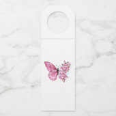 Bloem Vlinder met Roze Sakura Flessenhanger (Voorkant)