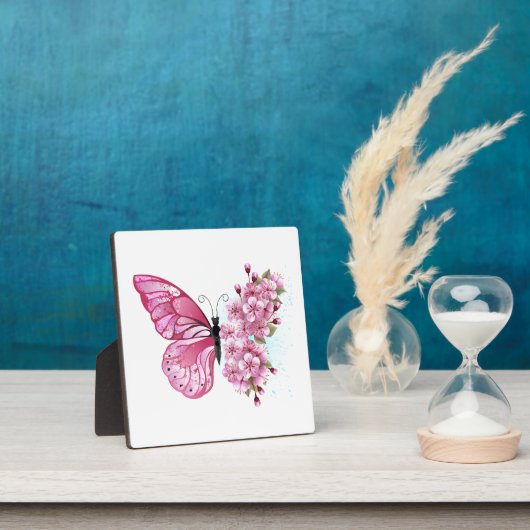 Bloem Vlinder met Roze Sakura Fotoplaat (Insitu)