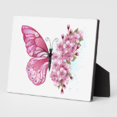 Bloem Vlinder met Roze Sakura Fotoplaat (Zijkant)