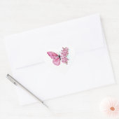 Bloem Vlinder met Roze Sakura Hart Sticker (Envelop)