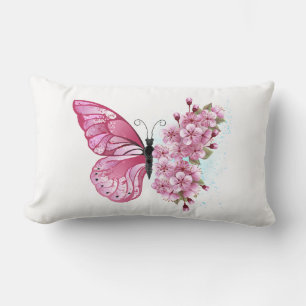 Bloem Vlinder met Roze Sakura Kussen