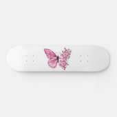 Bloem Vlinder met Roze Sakura Skateboard (Horizontaal)
