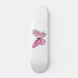 Bloem Vlinder met Roze Sakura Skateboard