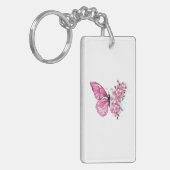 Bloem Vlinder met Roze Sakura Sleutelhanger (Voorkant Links)