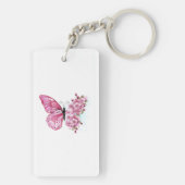 Bloem Vlinder met Roze Sakura Sleutelhanger (achterkant)
