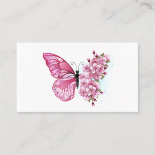 Bloem Vlinder met Roze Sakura Visitekaartje