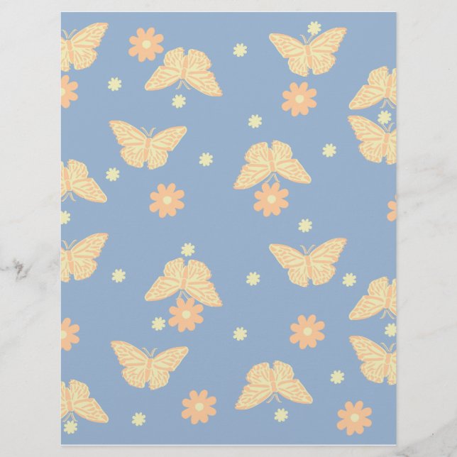 Bloem & Vlinder scrapbookpapier (Voorkant)