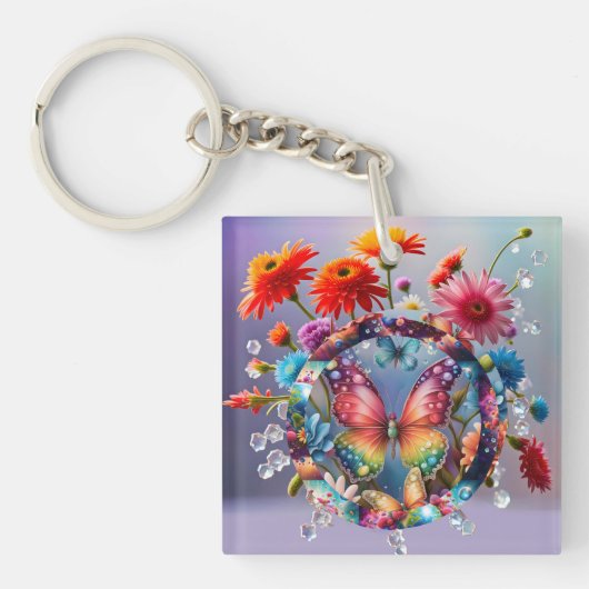 Bloem Vlinder Sleutelhanger (voorkant)