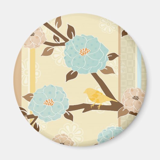 Bloem Vogel Ontwerp Magneet (Voorkant)