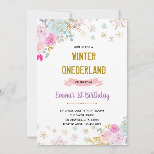 Bloem winter onederland uitnodiging (Voorkant)