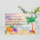 Bloem Zeester Luau Verjaardagsfeest Uitnodiging (Staand voorkant)