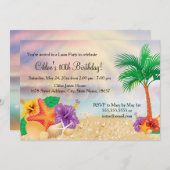 Bloem Zeester Luau Verjaardagsfeest Uitnodiging (Voorkant / Achterkant)