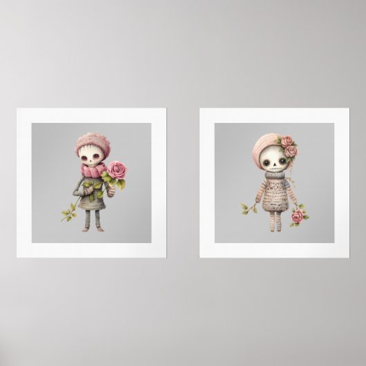 Bloem Zombies | eigenzinnige poppen Muurkunst Sets (Voorkant)