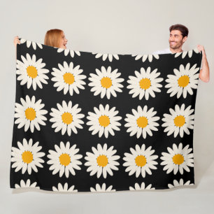 Bloem Zwart 60x80 Fleece Deken