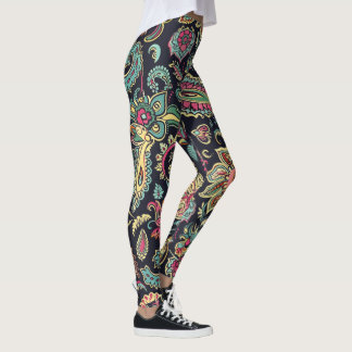 Bloem Zwart Paisley Leggings