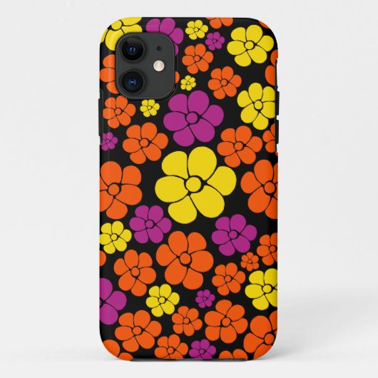 Bloem - zwart, roze, Oranje en geel Case-Mate iPhone Case (Achterkant)