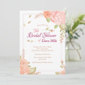 Bloemaccenten bruids douche uitnodiging (Staand voorkant)