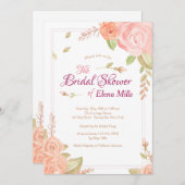 Bloemaccenten bruids douche uitnodiging (Voorkant / Achterkant)
