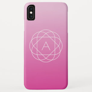 Bloemachtig geometrisch monogram roze gearceerde iPhone XS max hoesje