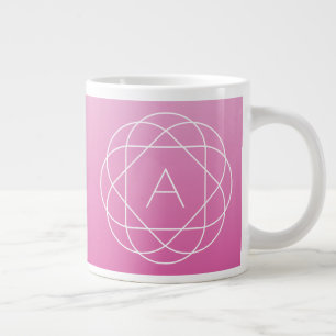 Bloemachtig geometrisch monogram roze gearceerde extra grote beker