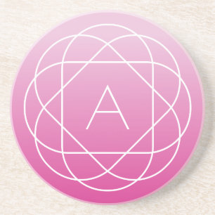 Bloemachtig geometrisch monogram roze gearceerde zandsteen onderzetter