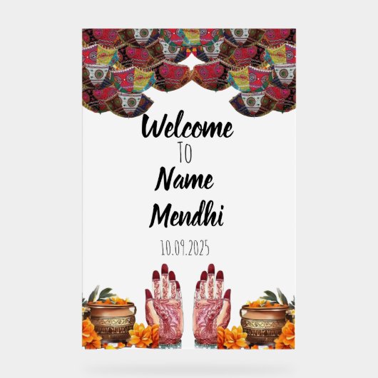 Bloemacryl Mendhi teken Acryl Bord (Voorkant)