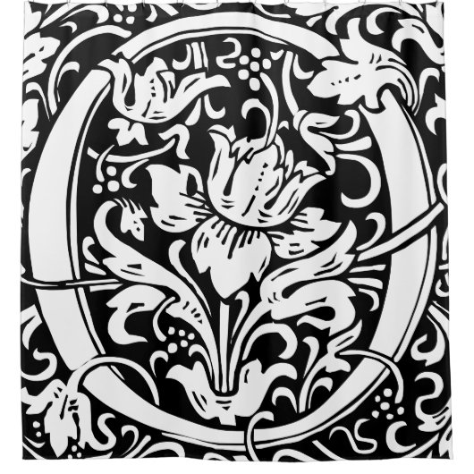 Bloemalfabet monogram letter O Classic Douchegordijn (Voorkant)
