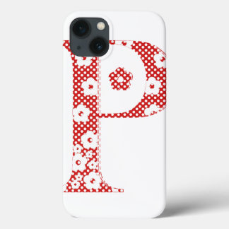 bloemalfabet P (rood en stip) iPhone 13 Hoesje