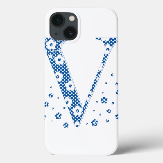 bloemalfabet V (blauw en stip) Case-Mate iPhone Case (Achterkant)